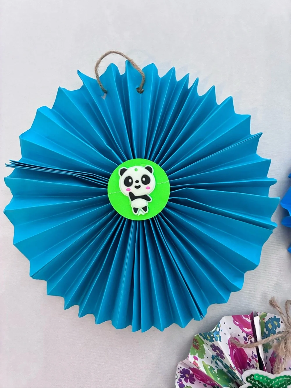 Handmade Paper Fan Hanging Decor Set of 3 – Cute Panda & Pineapple Party Ornamen